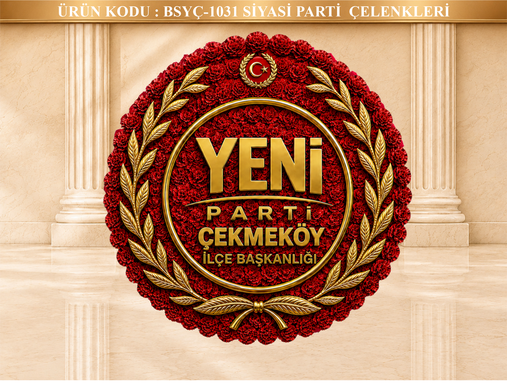 Gül Kaplamalı Yeni Parti Çekmeköy İlçe Başkanlığı Çelengi - BSYÇ-1031